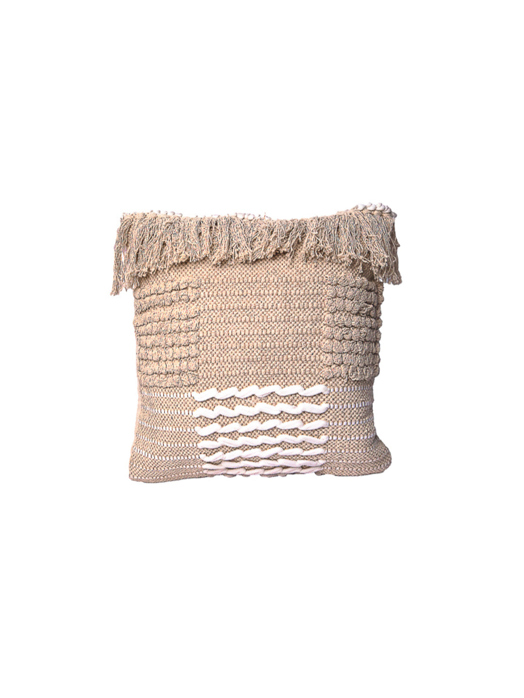 Beige Handloom Square Cushion Cover