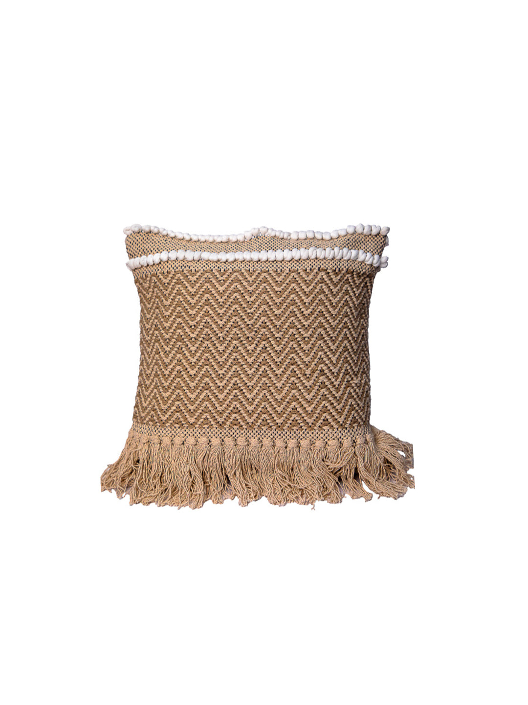 Beige Handloom Square Cushion Cover