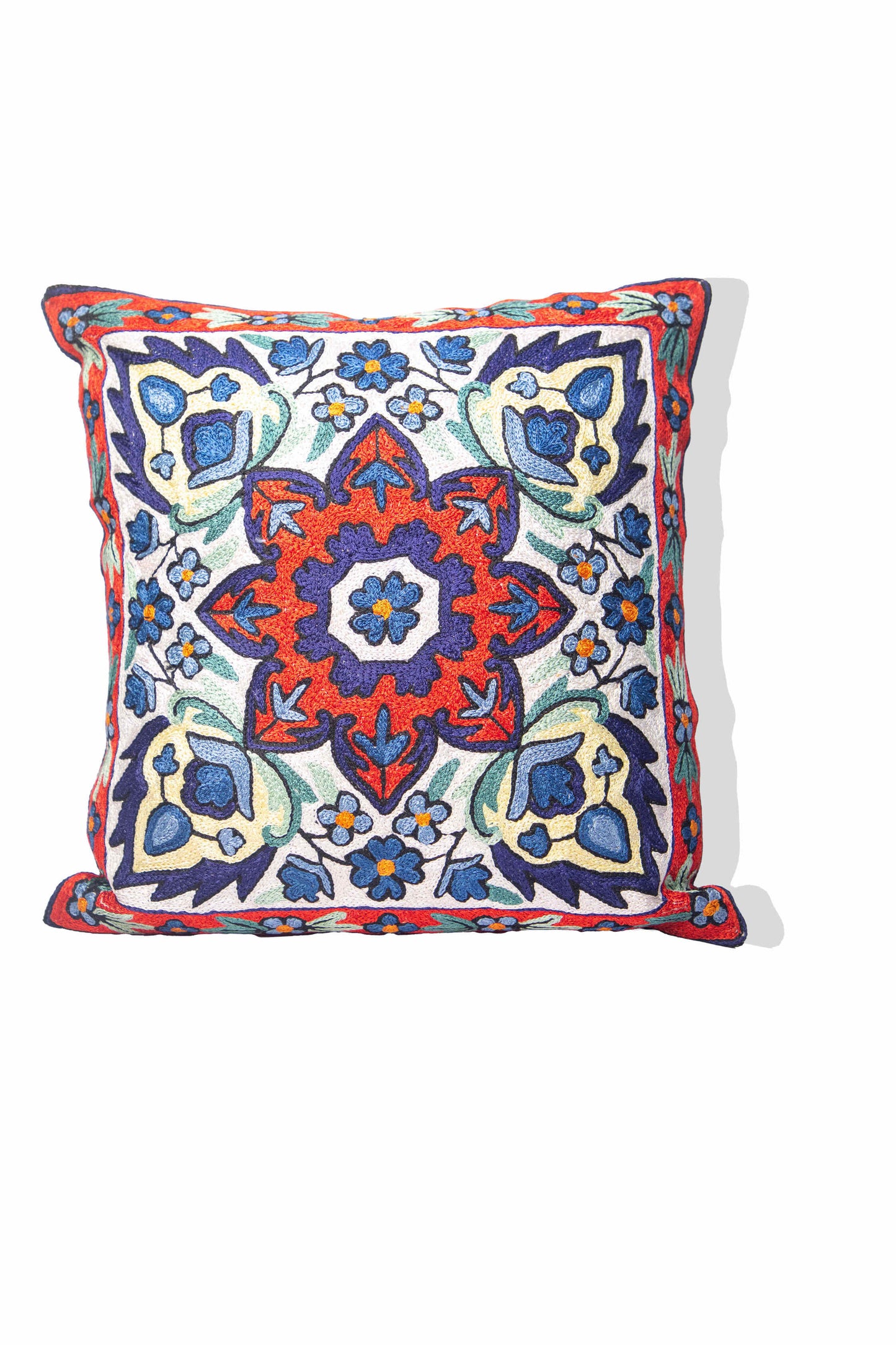 Kashmiri Hand Embroidered Multi Cotton Cushion Cover