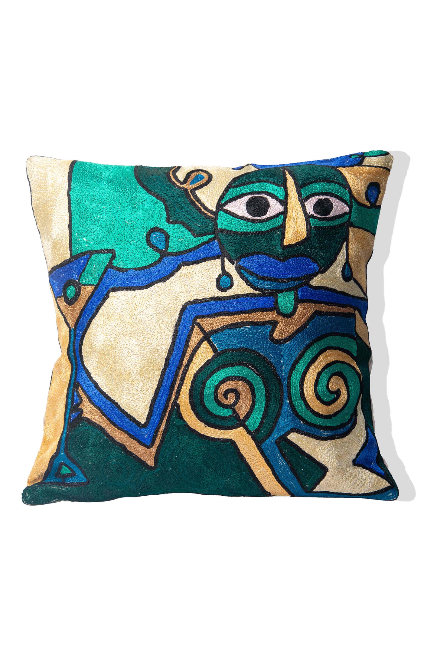 Kashmiri Hand Embroidered Multi Cotton Cushion Cover