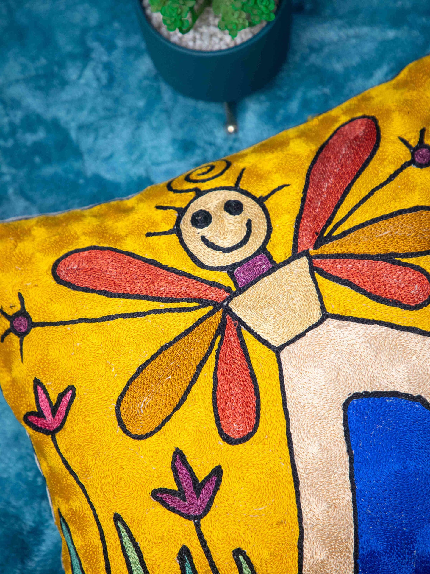 Kashmiri Hand Embroidered Multi Cotton Cushion Cover