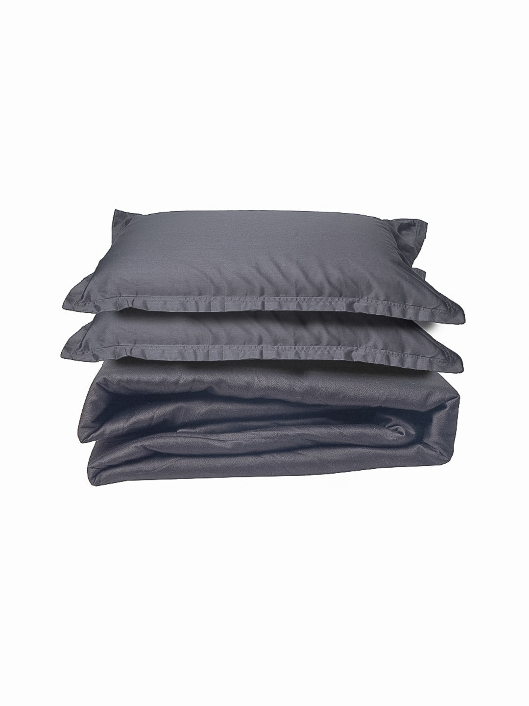 Dark Grey Solid 100% Cotton Solid Bedsheet With Pillow Covers