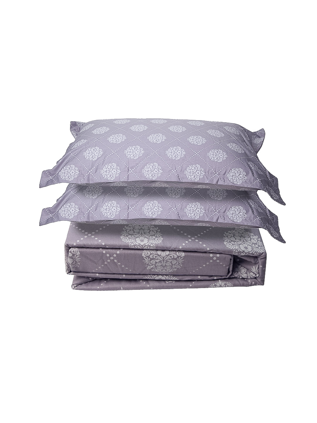 Purple Base Motif Print 100% Cotton King Bedsheet With Pillow Covers