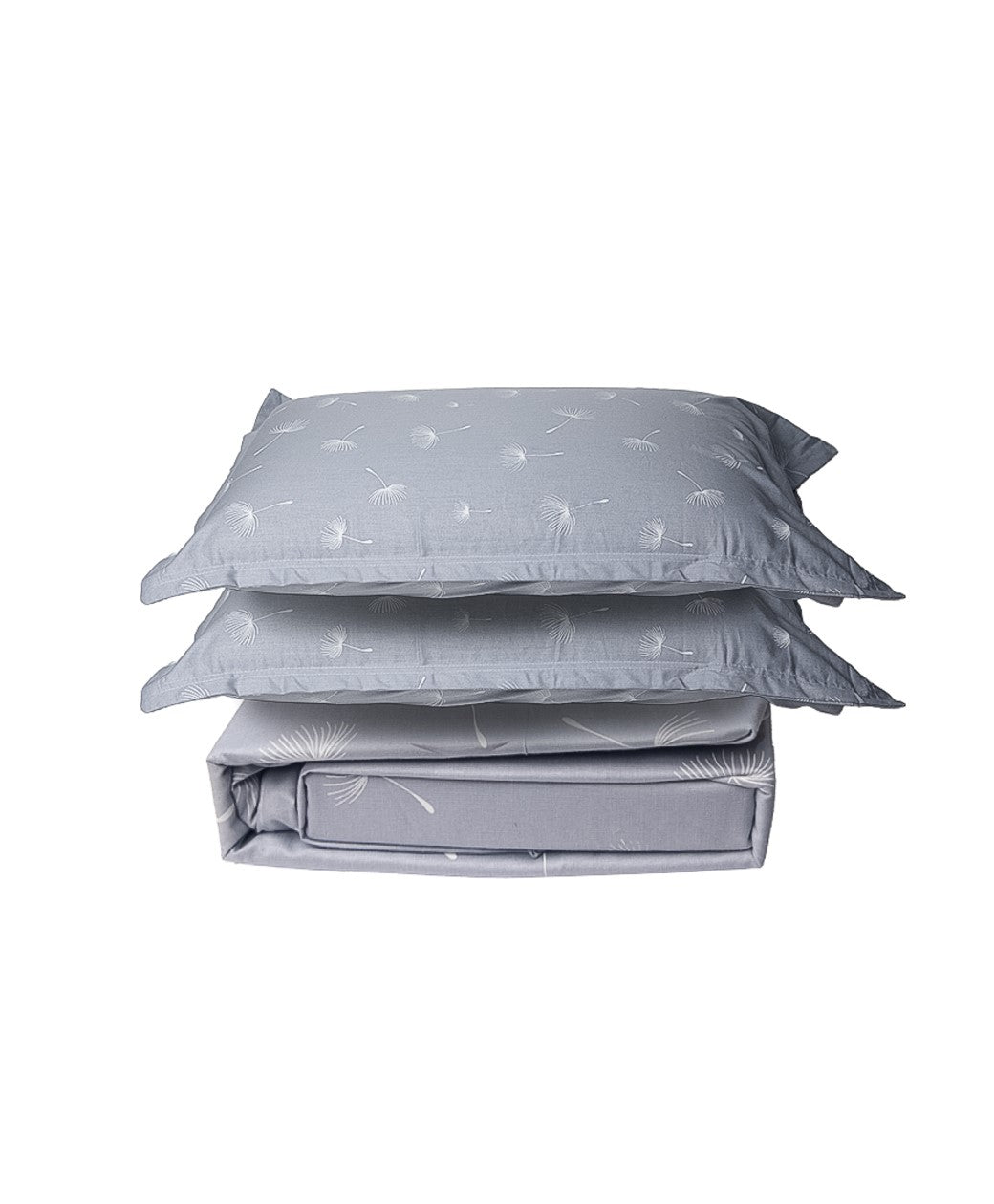Grey Wish Leaf Print 100% Cotton King Bedsheet With Pillow Covers