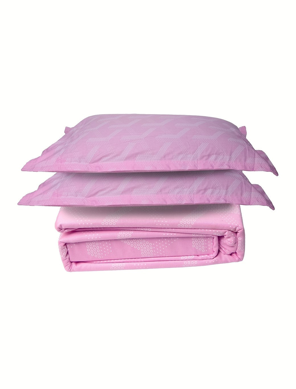 Candy Pink Geometrical 100% Cotton King Bedsheet With Pillow Covers