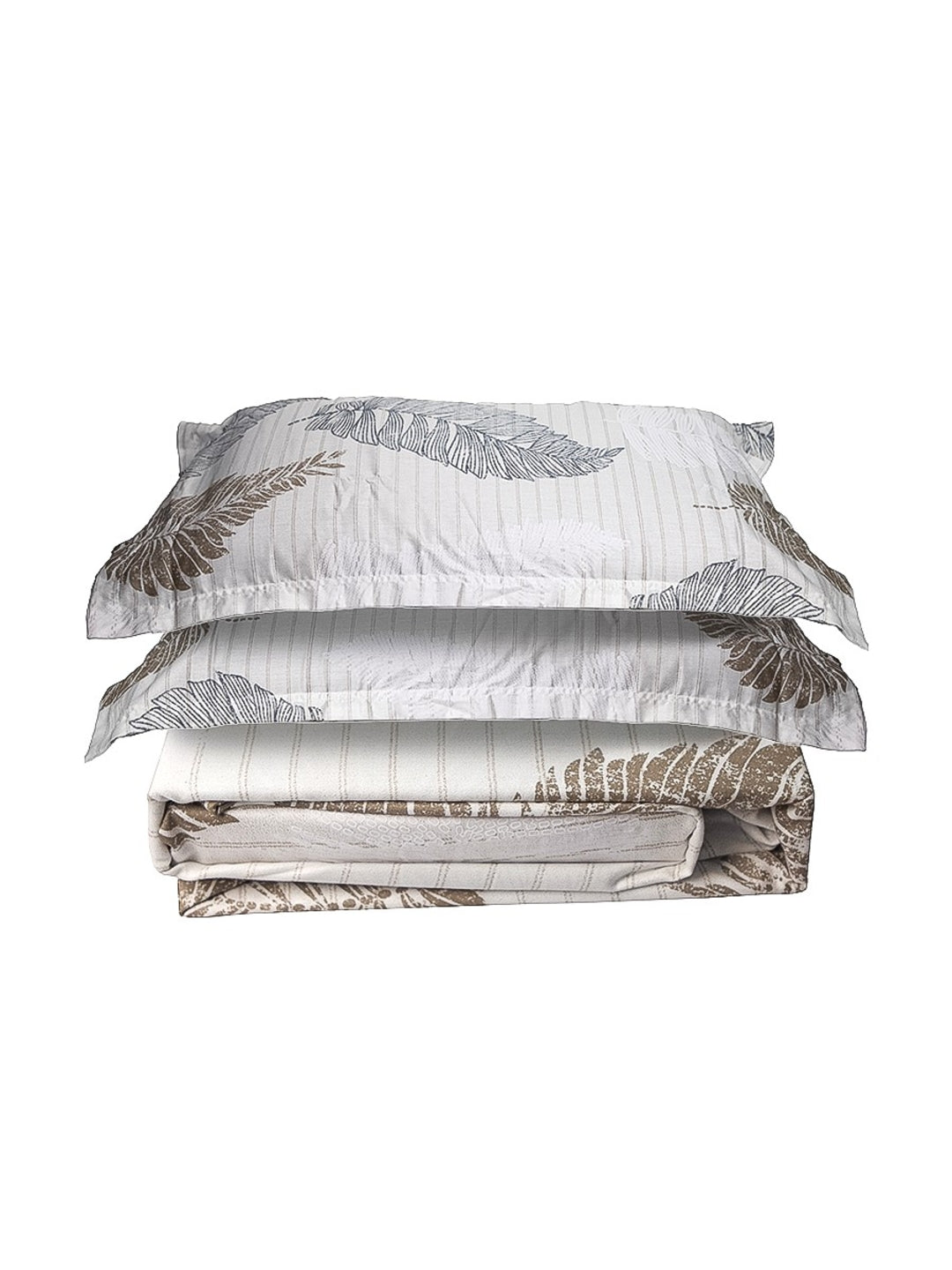 Off White Leaf Print 100% Cotton King Bedsheet With Pillow Covers