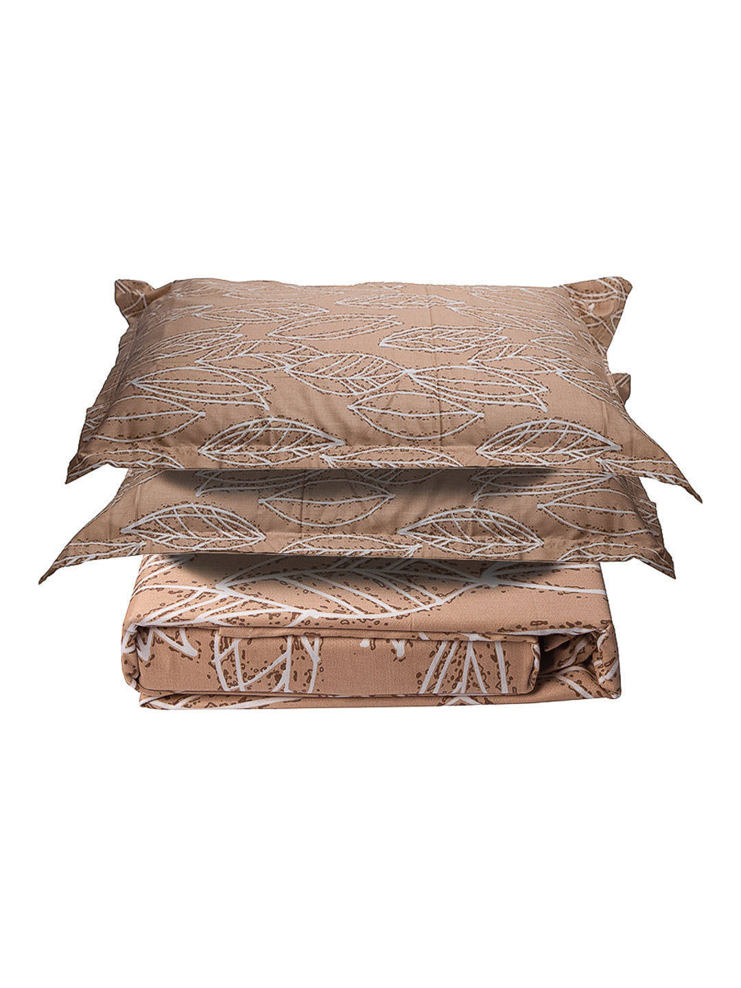 Tan Leaf 100% Cotton King Bedsheet With Pillow Covers