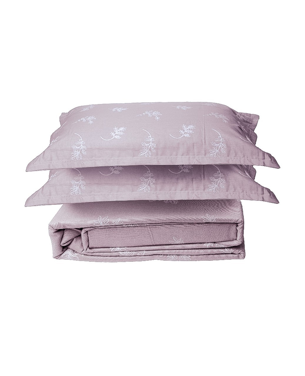 Grey Leaf Print 100% Cotton King Bedsheet With Pillow Covers