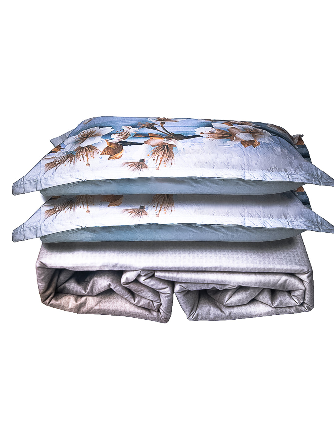 Blue Floral Print 100% Cotton Bedsheet With Pillow Covers