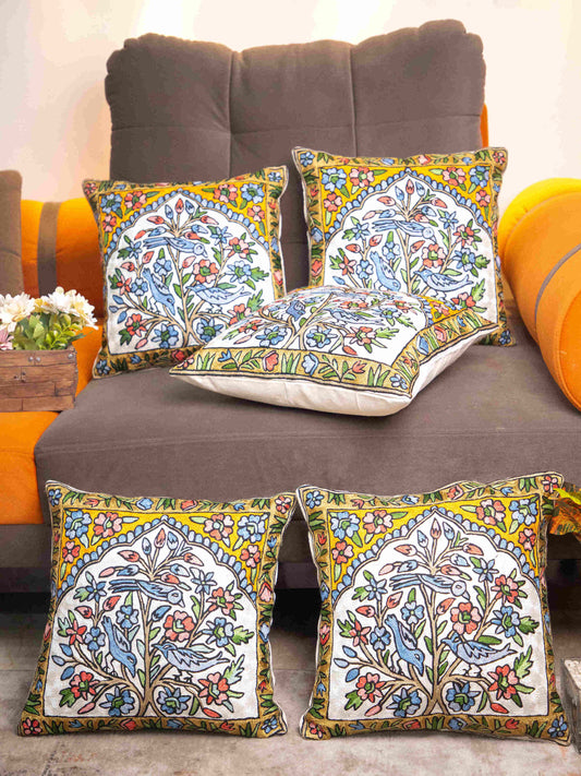 Kashmiri Hand Embroidered Multi Cotton Cushion Cover