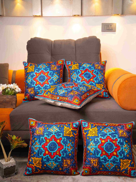 Kashmiri Hand Embroidered Multi Cotton Cushion Cover