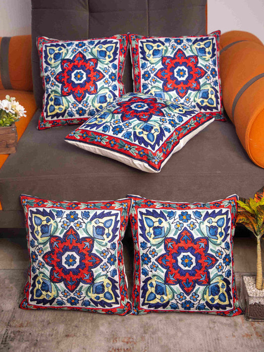 Kashmiri Hand Embroidered Multi Cotton Cushion Cover
