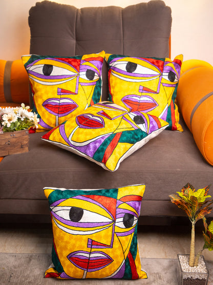 Kashmiri Hand Embroidered Multi Cotton Cushion Cover