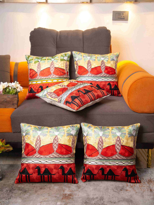 Kashmiri Hand Embroidered Multi Cotton Cushion Cover