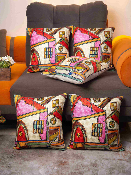 Kashmiri Hand Embroidered Multi Cotton Cushion Cover
