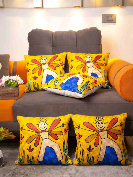 Kashmiri Hand Embroidered Multi Cotton Cushion Cover