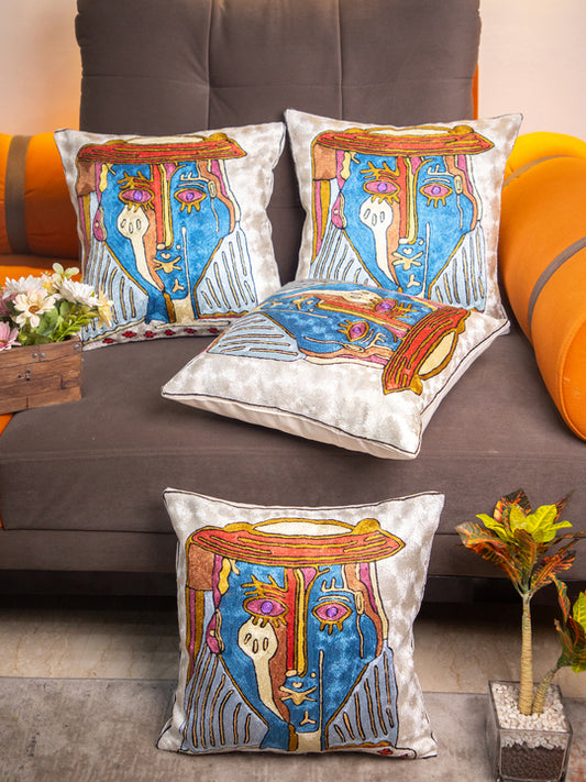 Kashmiri Hand Embroidered Multi Cotton Cushion Cover