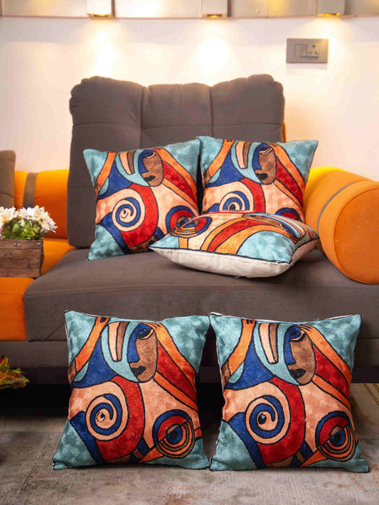 Kashmiri Hand Embroidered Multi Cotton Cushion Cover