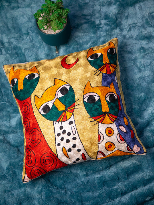 Kashmiri Hand Embroidered Multi Cotton Cushion Cover