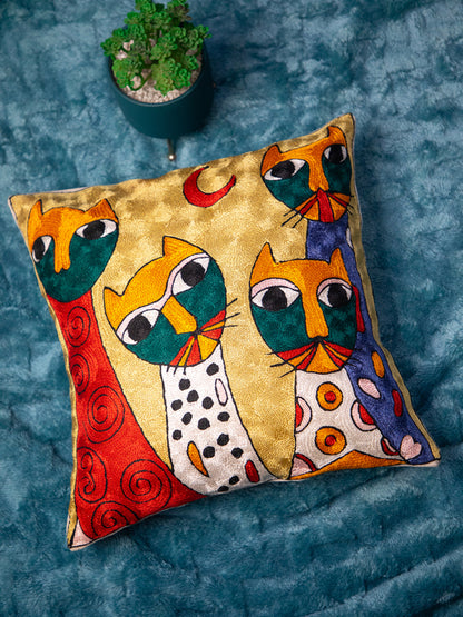 Kashmiri Hand Embroidered Multi Cotton Cushion Cover