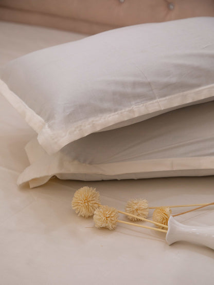 White Solid &nbsp;100% Cotton Bedsheet With Pillow Covers