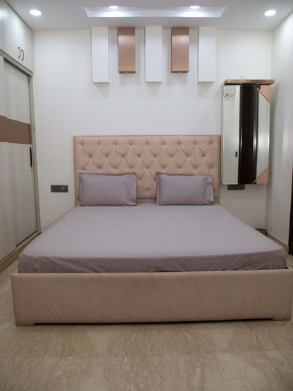 Tan Almod Solid &nbsp;100% Cotton King Bedsheet With Pillow Covers