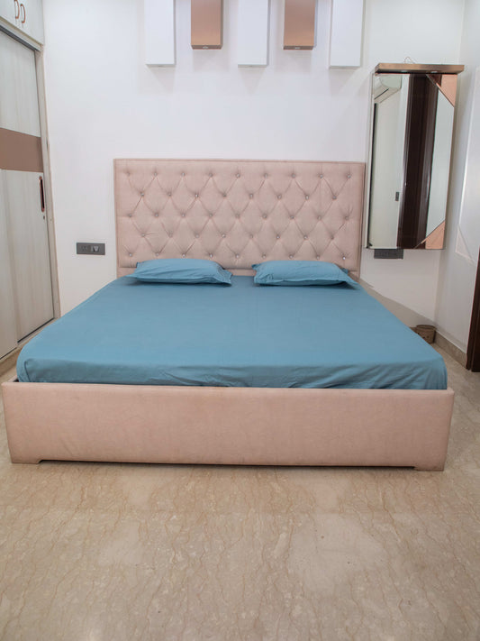 Teal Solid &nbsp;100% Cotton Bedsheet With Pillow Covers