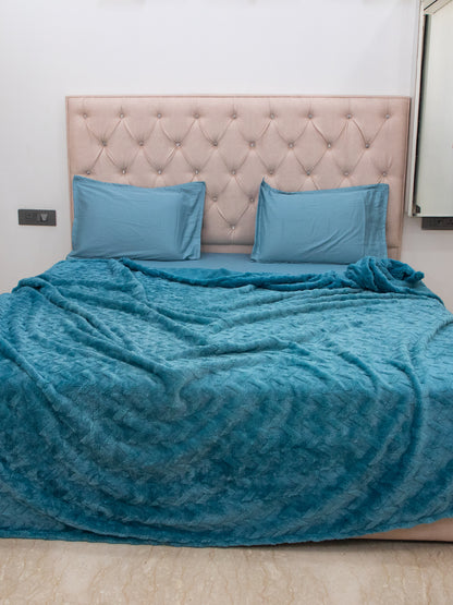 Teal Fur AC Room 300 GSM Double Bed Comforter 90x108