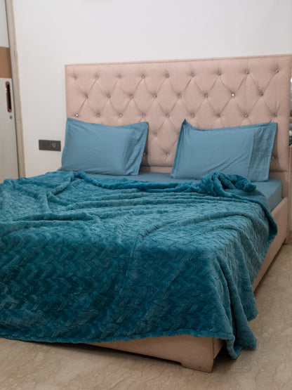 Teal Fur AC Room 300 GSM Double Bed Comforter 90x108