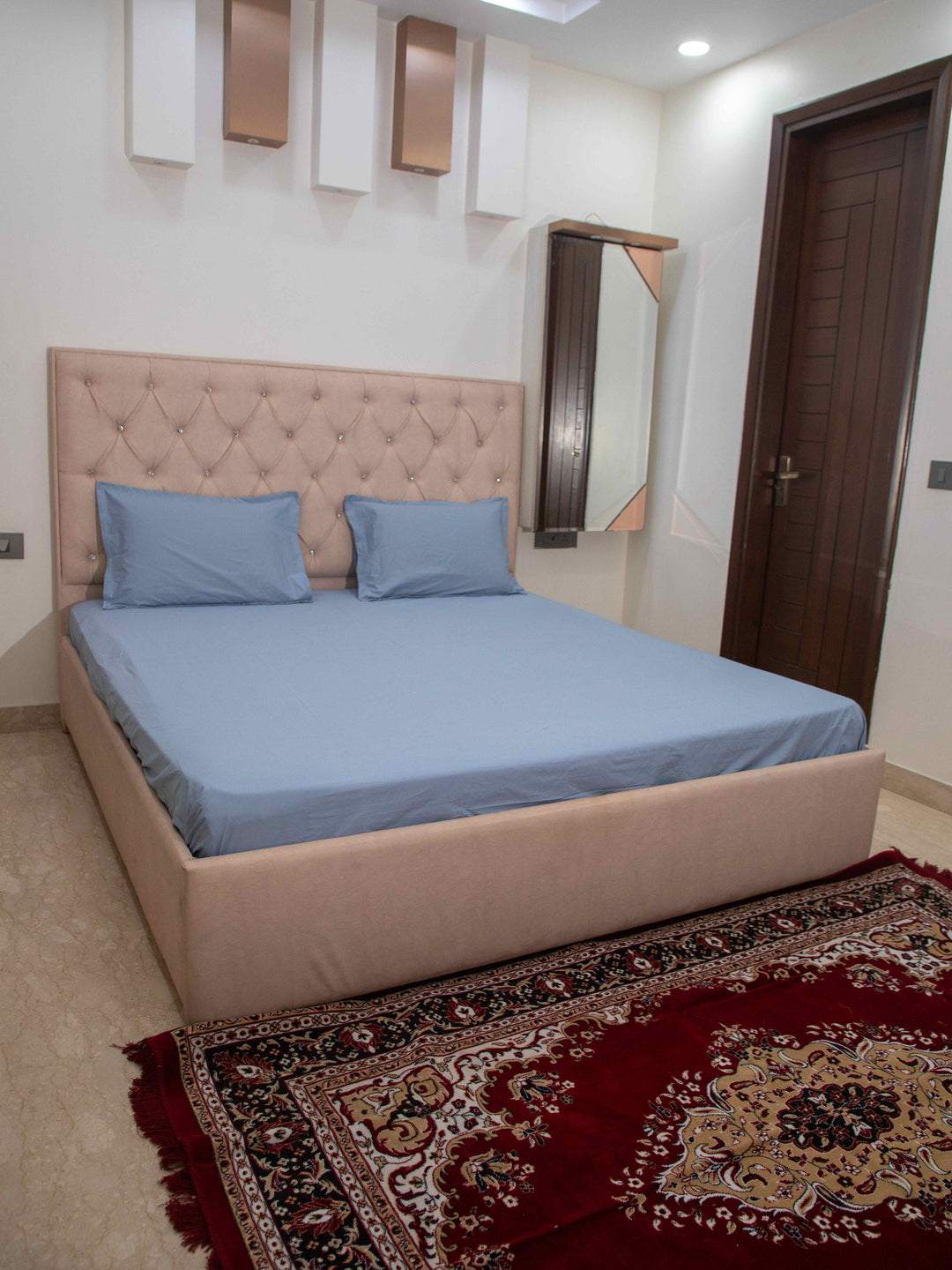 Sky Blue Solid 100% Cotton Solid Bedsheet With Pillow Covers