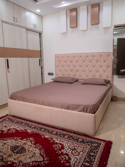 Brown Solid 100% Cotton Solid Bedsheet With Pillow Covers