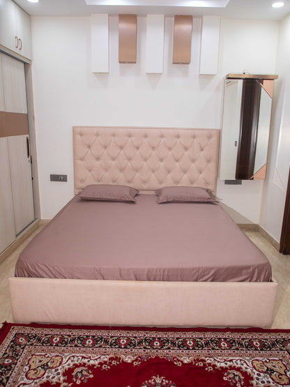 Brown Solid 100% Cotton Solid Bedsheet With Pillow Covers