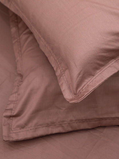 Brown Solid 100% Cotton Solid Bedsheet With Pillow Covers