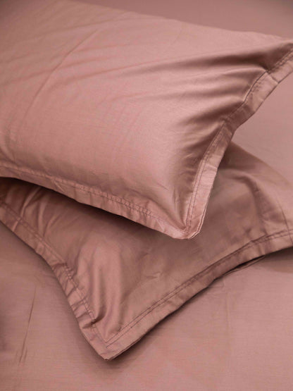 Brown Solid 100% Cotton Solid Bedsheet With Pillow Covers