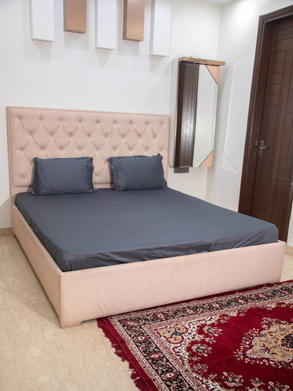 Dark Grey Solid 100% Cotton Solid Bedsheet With Pillow Covers