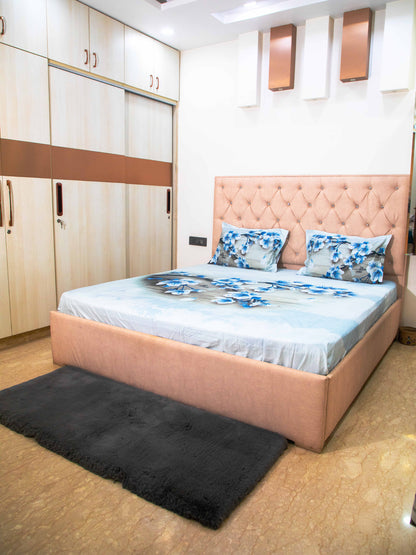 Sky Blue 100% Cotton Floral Print Bedsheet With Pillow Covers