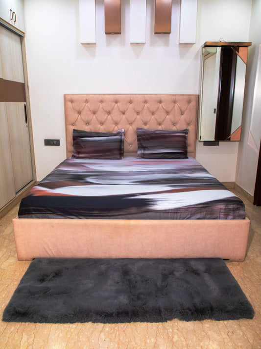 Multicolor Graphic 100% Cotton Bedsheet With Pillow Covers