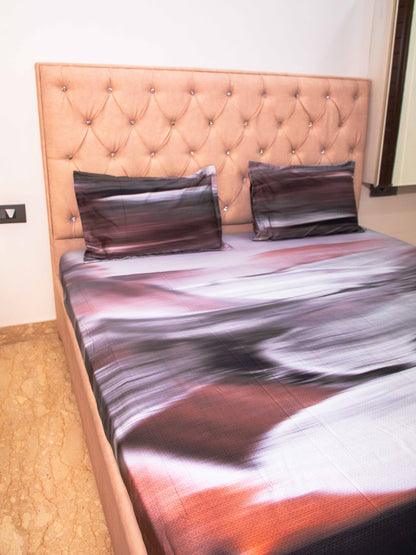 Multicolor Graphic 100% Cotton Bedsheet With Pillow Covers