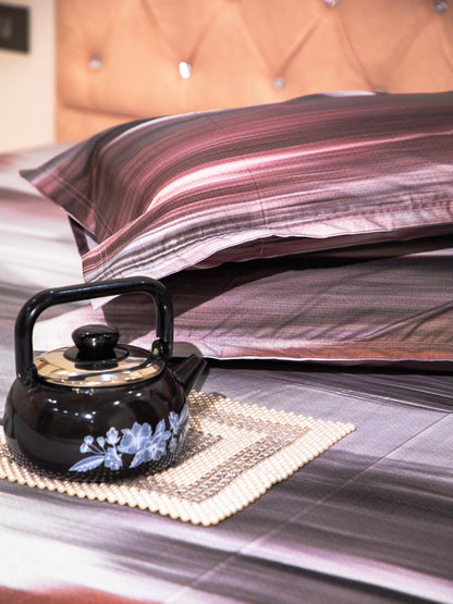 Multicolor Graphic 100% Cotton Bedsheet With Pillow Covers