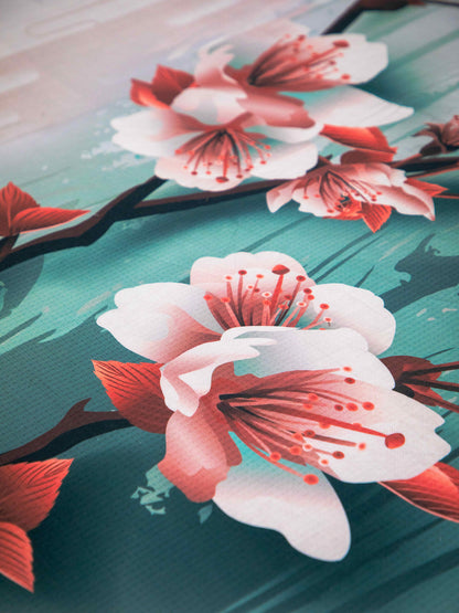 Teal Floral Print 100% Cotton Bedsheet With Pillow Covers