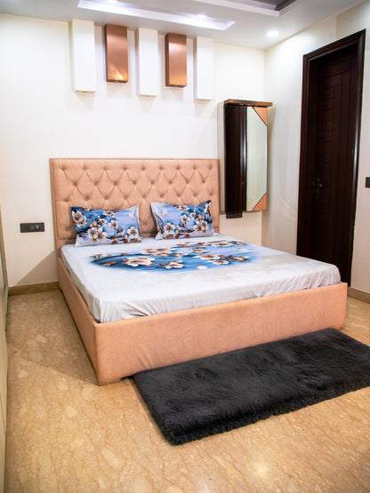 Blue Floral Print 100% Cotton Bedsheet With Pillow Covers