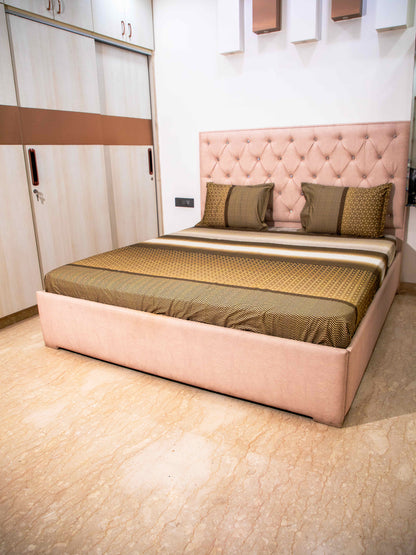 Brown Graphic 100% Cotton Bedsheet With Pillow Covers