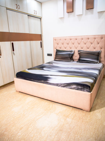 Multicolor Graphic 100% Cotton Bedsheet With Pillow Covers