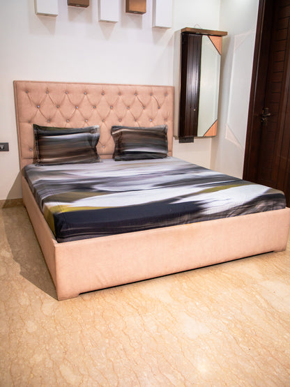 Multicolor Graphic 100% Cotton Bedsheet With Pillow Covers