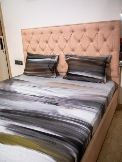 Multicolor Graphic 100% Cotton Bedsheet With Pillow Covers