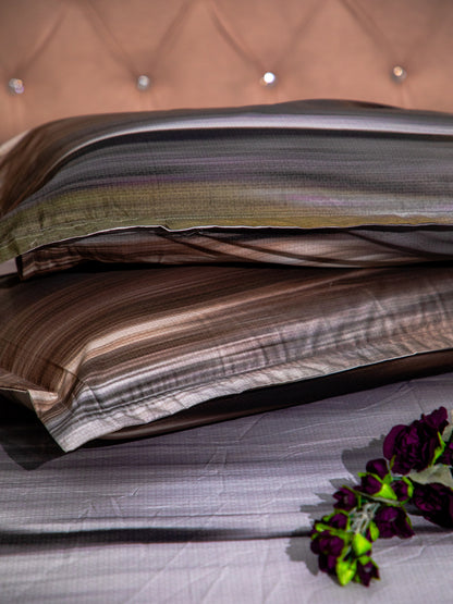 Multicolor Graphic 100% Cotton Bedsheet With Pillow Covers