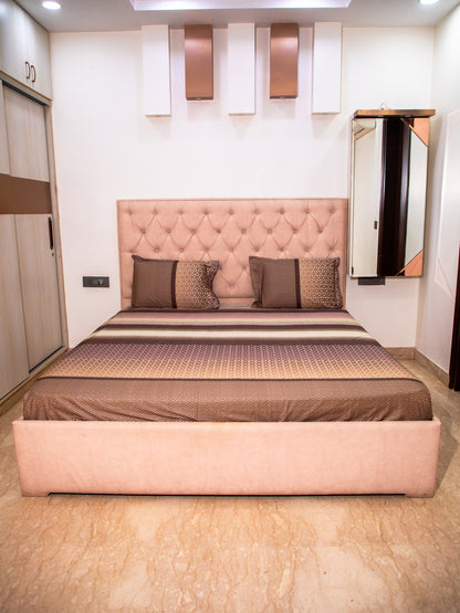 Brown Graphic 100% Cotton Bedsheet With Pillow Covers