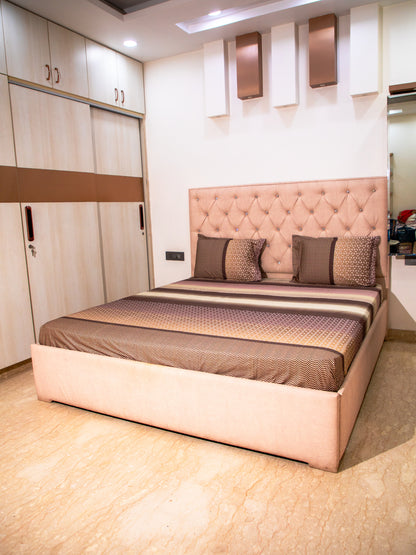 Brown Graphic 100% Cotton Bedsheet With Pillow Covers