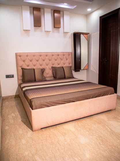 Brown Graphic 100% Cotton Bedsheet With Pillow Covers