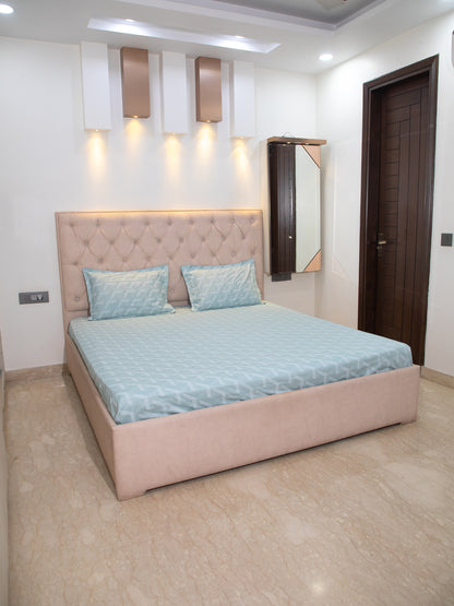 Light Teal 100% Cotton Bedsheet With Pillow Covers